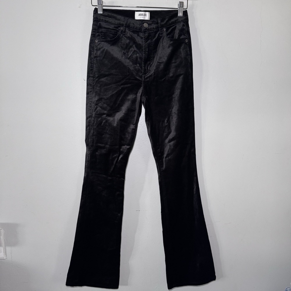 AGOLDE 24 Black Velvet Nico High Rise Boot‎ Pant Women
